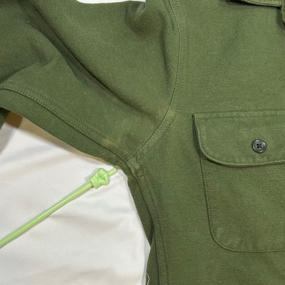 J. Crew Sportsmans Button Down Shirt Jacket Cotton Blend Olive Green Workwear XS - Picture 4 of 7